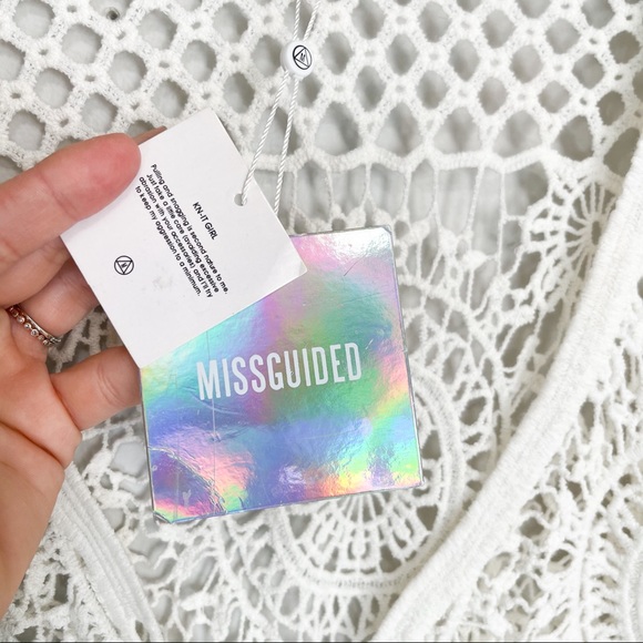 Missguided | Crochet Lace Up Mini Dress Coverup - Picture 10 of 16